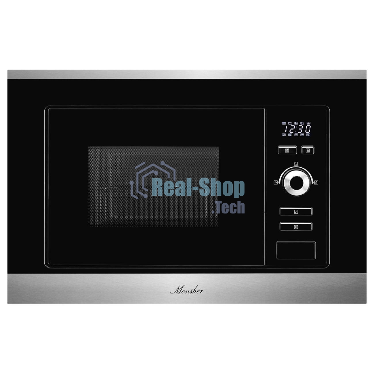 Встраиваемая микроволновая печь Monsher MMH 201 BX 60 см, 20 л, 8 автоматических кулинарных программ, 5 режимов мощности, функция размораживания по весу полуфабрикатов или по времени, черный и нерж.