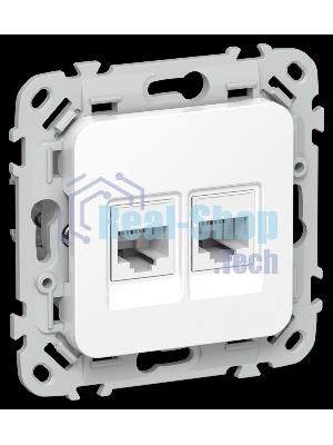 Розетка 2-местная компьютерная RJ45 категория 6 UTP РК6-2-0-ФлБ белый FLITE
