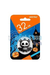 Флешка USB Smartbuy Wild Bat (SB32GbBat), 32Gb, USB 2.0, R/W 25/15, черный/серый/белый