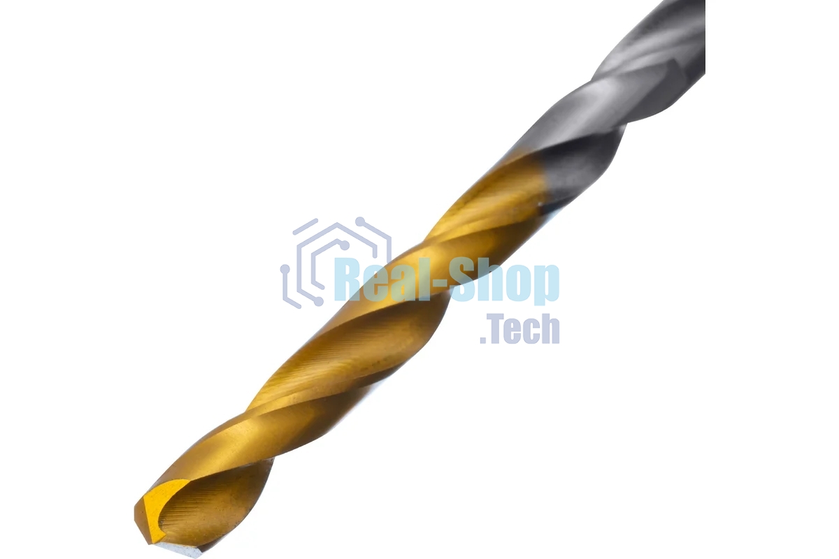 Сверло спиральное по металлу Denzel 4 x 75мм, Р6М5, Golden Tip