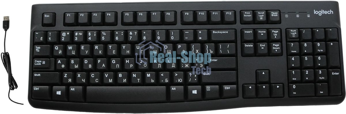 Клавиатура проводная Logitech K120 for business, USB черный (неоригинальная гравировка)