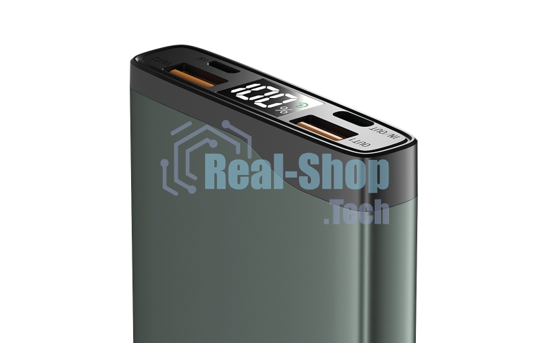 Портативный аккумулятор OLMIO QL-10, 10000mAh, 22.5W, QuickCharge3.0/PowerDelivery, LCD, серый