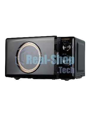 Микроволновая печь Horizont HSM205RBG черный/золотистый, 20 л, 700 Вт, переключатели — поворотный механизм