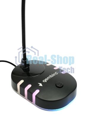 Микрофон настольный конденсаторный Gembird M-05RGB, подсветка RGB, черный