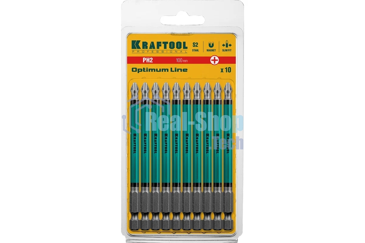 Биты профессиональные KRAFTOOL (PH2, 100 мм, 10 шт.)