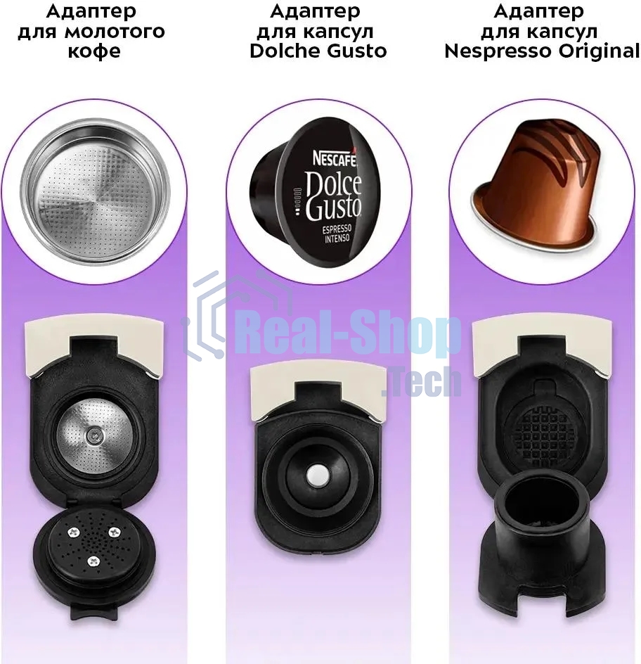 Кофеварка рожковая Kitfort КТ-7466 голубой/белый, исп. кофе - молотый/капсулы, 1.4 л, 1450 Вт, 19 бар