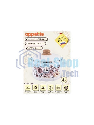 Кастрюля Appetite 1RD201М Roses с крышкой, эмалированная сталь, цилиндрическая 4 л