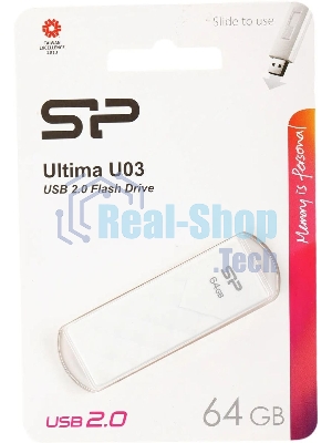 Флешка USB Silicon Power USB 64Gb Ultima U03 SP064Gb,UF2U03V1W USB 2.0, белый