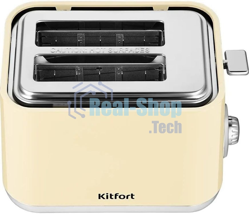 Тостер Kitfort КТ-6558 бежевый/стальной, 815 Вт, 2 слота
