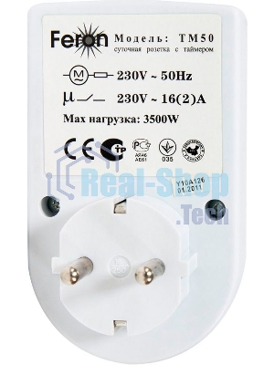 Розетка с таймером Feron (суточная) механическая 3500W/16А 230V