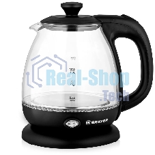 Чайник электрический BRAYER BR6106, 1100 Вт, 1 л, стеклянный, автоотключение, подсветка, черный