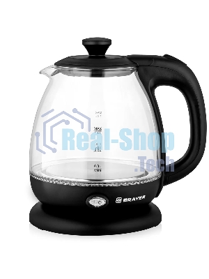 Чайник электрический BRAYER BR6106, 1100 Вт, 1 л, стеклянный, автоотключение, подсветка, черный