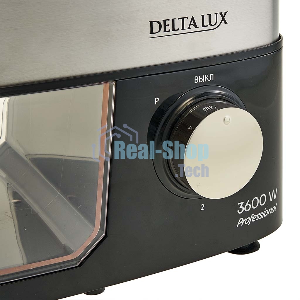 Мясорубка электрическая DELTA LUX DE-602M черный, 3600 Вт, 2.5 кг/мин, реверс, защита от перегрузки, насадки - 5