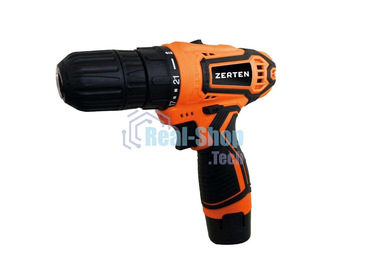 Дрель-шуруповерт аккумуляторная Zerten ASB-12S 222, Аккумуляторная, 12В, 2 АКБ, Кейс