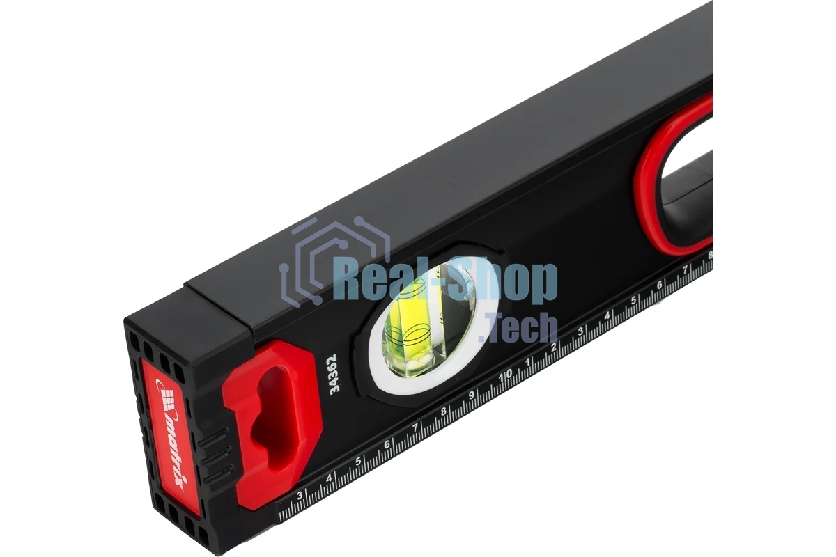 Уровень алюминиевый Matrix, усиленный, фрезерованный, 3 глазка, 2 комп. рукоятки, 800 мм