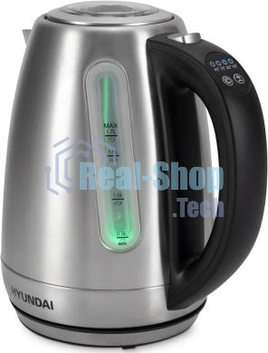 Чайник электрический Hyundai HYK-S8408 1.7л. 2200Вт серебристый матовый/черный (корпус: нержавеющая сталь)