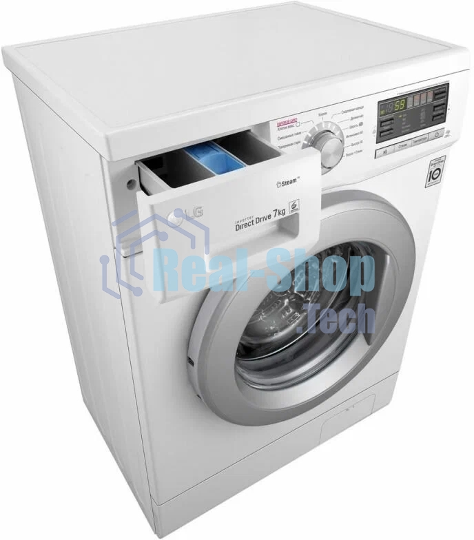 Стиральная машина LG F1296HDS1 белый, загрузка фронтальная 7 кг, 1200 об/мин., класс: А