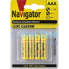 Элемент питания Navigator NBT-NS-R03-BP4, 1.5 В