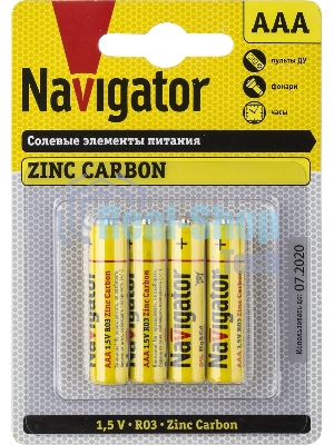 Элемент питания Navigator NBT-NS-R03-BP4, 1.5 В