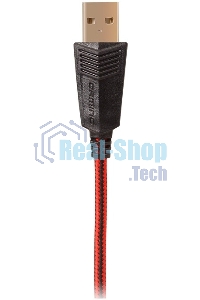 Гарнитура проводная игровая с микрофоном SVEN AP-U988MV, черный-красный (USB, LED, 7.1)