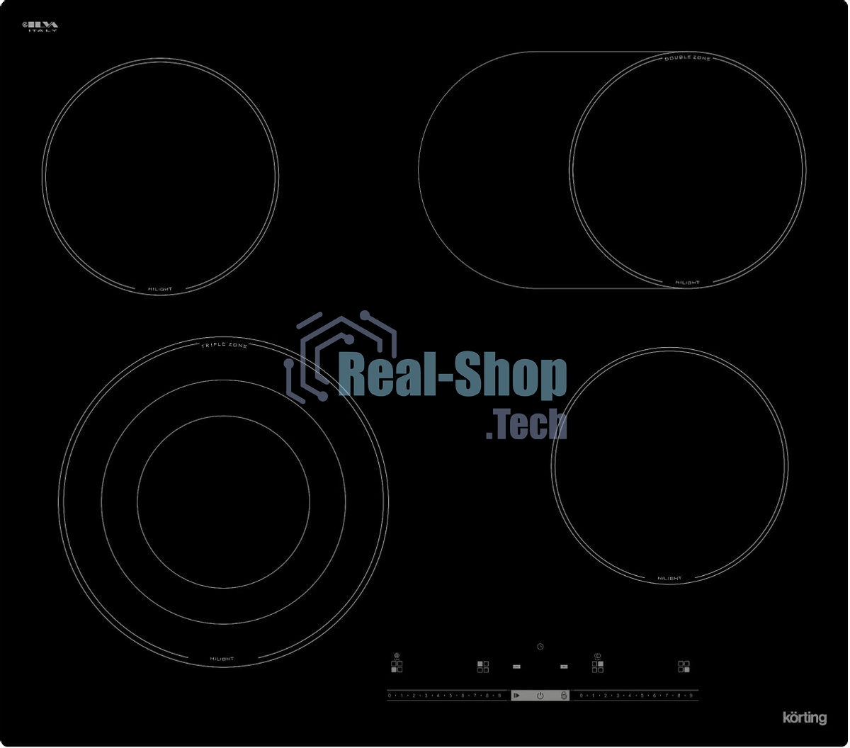 Электрическая варочная панель Korting HK 63910 B, конфорок: 4 шт., стеклокерамика, независимая, черный