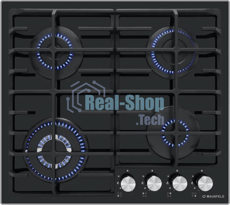 Газовая варочная панель Maunfeld EGHG.64.63CB/G, 4 конфорки, закаленное стекло, черный