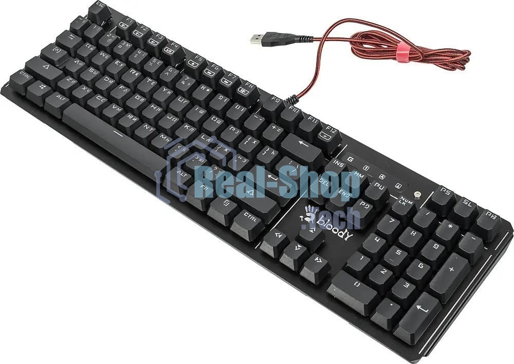 Клавиатура проводная A4 B975 механическая черный USB Gamer LED (подставка для запястий)