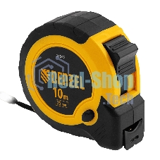Рулетка Denzel 10м х 25мм, двухкомп. корпус, кнопка-пауза