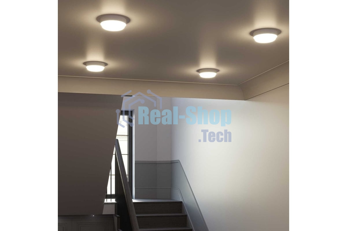 Светильник светодиодный Gauss ECO IP65 D140x51 8W 680lm 4000K ЖКХ круглый с оптико-акустическ. сенс.