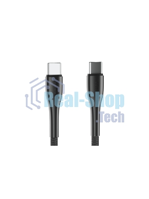 Кабель OLMIO STYLE, Type-C - Type-C, 60W, 1.2м, тканевая оплетка, черный