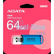 Флешка USB ADATA Classic C906 (AC906-64G-RWB), 64Gb, USB 2.0, R/W 15/5, синий