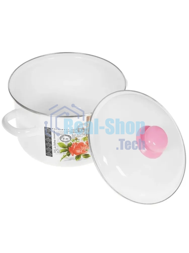 Кастрюля Appetite 1RD201М Париж с крышкой, эмалированная сталь, цилиндрическая 4 л