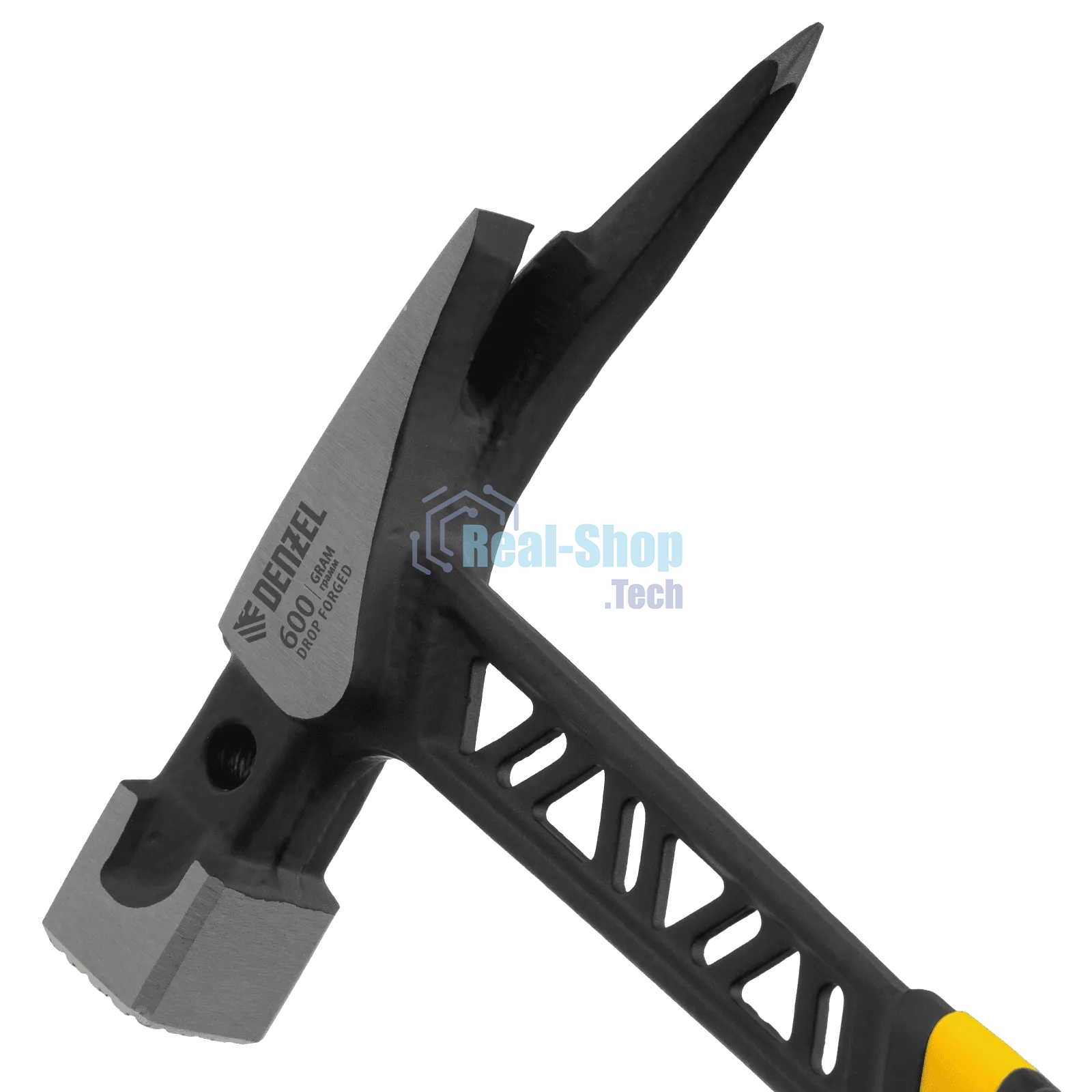 Молоток кровельщика Denzel 600 г, цельнокованый, боек с магнитом, двухкомп. обрезин. рук-ка