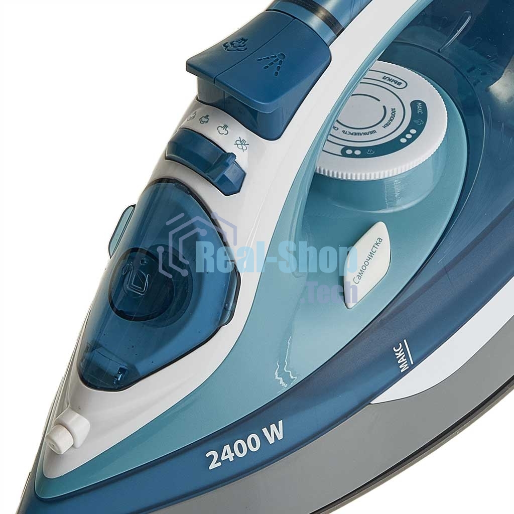 Утюг Delta LUX DL-712 белый с серо-голубым, 2400 Вт, 30 г/мин, 150 г/мин, 350 мл