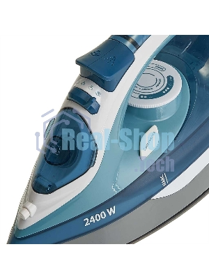 Утюг Delta LUX DL-712 белый с серо-голубым, 2400 Вт, 30 г/мин, 150 г/мин, 350 мл