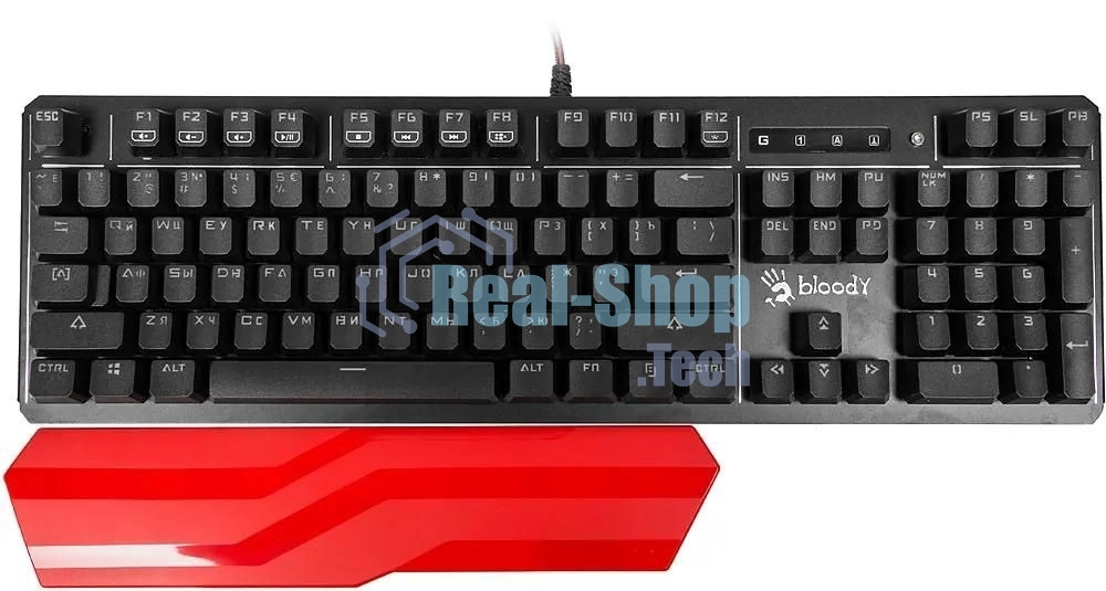 Клавиатура проводная A4 B975 механическая черный USB Gamer LED (подставка для запястий)