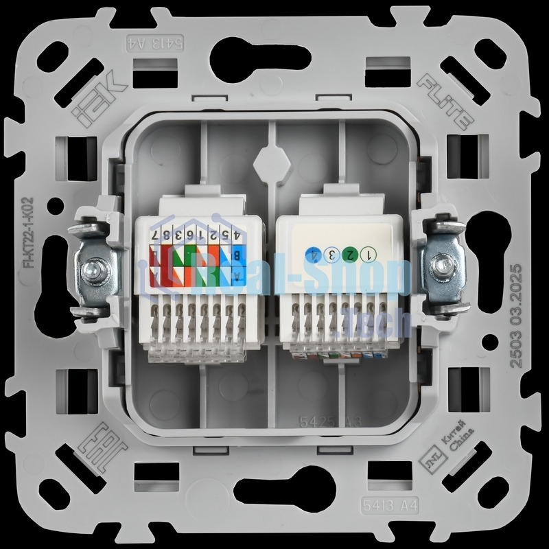 Розетка 2-местная RJ45/RJ11 категория 5Е/3 UTP РКТ5е/3-2-0-ФлЧ черный FLITE