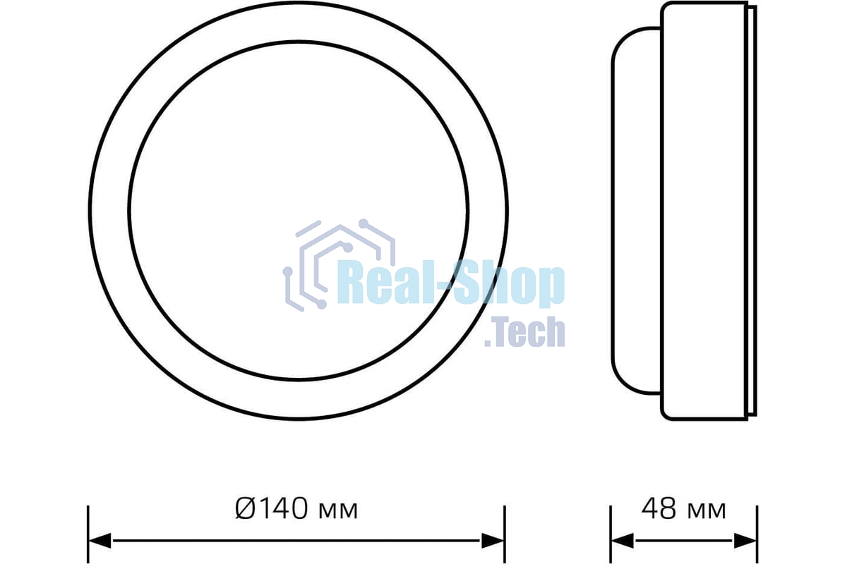 Светильник светодиодный Gauss ECO IP65 D140x51 8W 680lm 4000K ЖКХ круглый с оптико-акустическ. сенс.