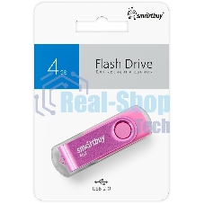 Флешка USB Smartbuy R/W Twist Pink (SB004 Gb2TWP), 4 Gb, USB 2.0, R/W 10/7, розовый