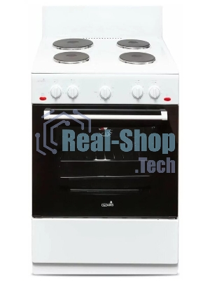 Плита электрическая Cezaris ПЭ Н Д 3000-02 белый, конфорок 4 электрических, духовка 58 л, 60 см x 85 см x 60 см
