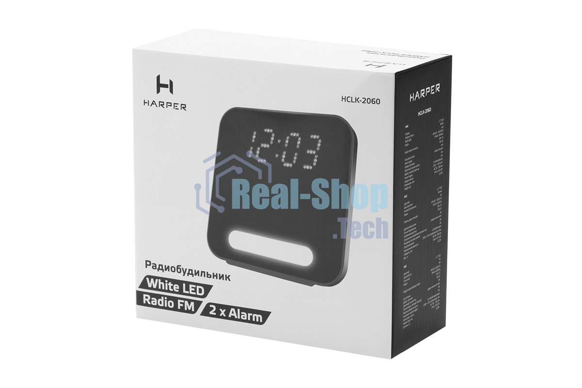 Радиобудильник Harper HCLK-2060 черный - белый led