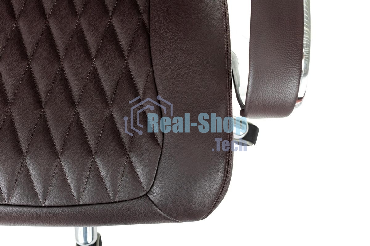 Кресло руководителя Бюрократ AURA/BROWN коричневый, кожа, крестовина алюминий