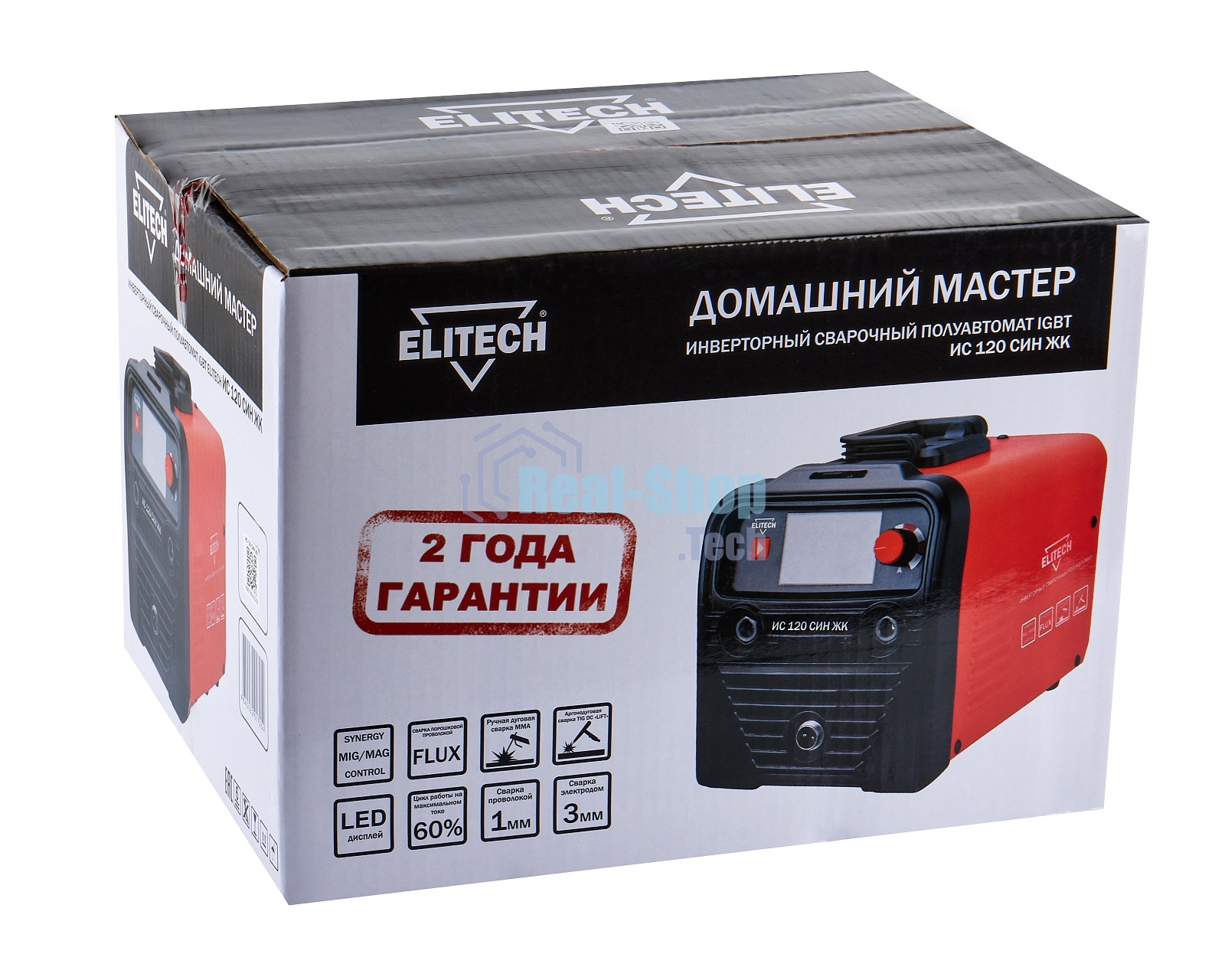 Сварочный полуавтомат Elitech ИС 120 СИН ЖК инвертор MMA/TIG/MIG 3кВт