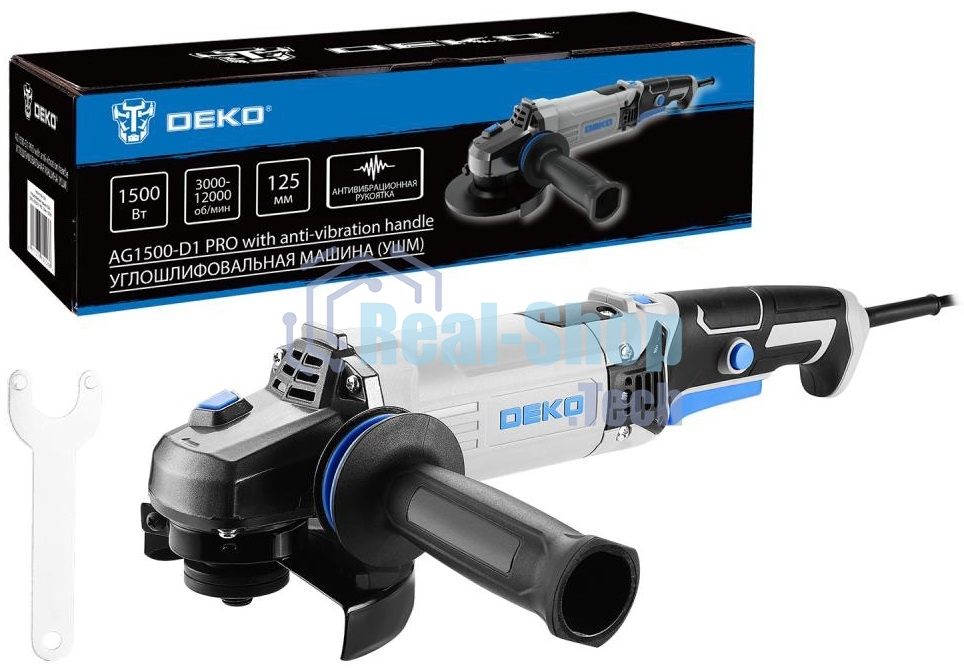 Угловая шлифовальная машина (УШМ) DEKO AG1500-D1 PRO, 125мм, 1500 Вт