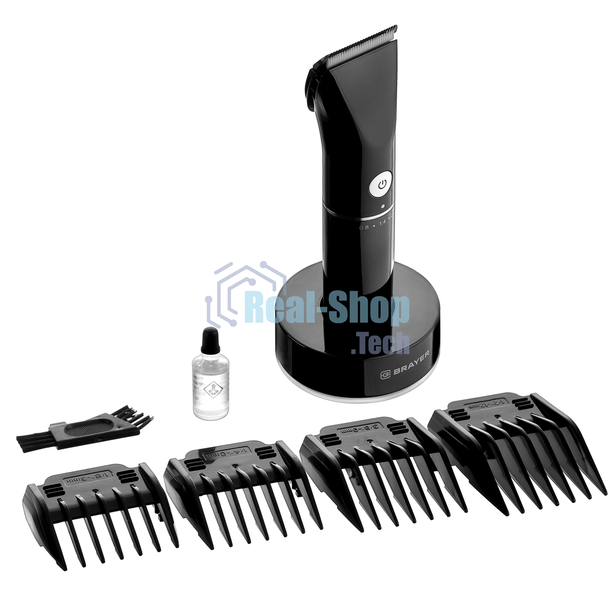 Машинка для стрижки BRAYER BR3400, LED-дисплей, 4 насад, турбо, титан. покр, регу. высоты лезвий
