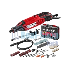 Прямошлифовальная машина (гравер) Зубр ЗГ-160 КН41, 220В, 160 Вт, 3.2 мм, 15000-35000 об/мин, набор насадок, цанг и державок, гибкий вал, штатив, 41 предмет, кейс