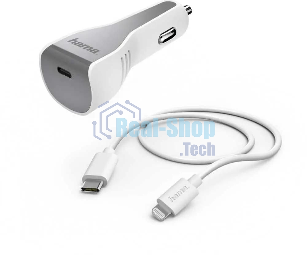 Комплект зарядное устройство Hama H-183317 3A PD для Apple кабель Apple Lightning/Type-C белый