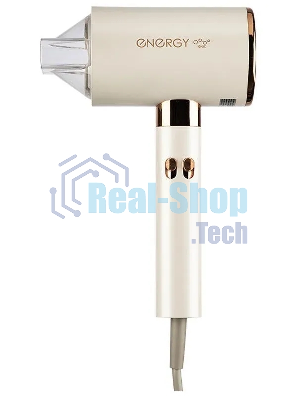 Набор для укладки волос Фен ENERGY EN-849N бежевый/золотистый, 2200 Вт, ионизация, компактный + выпрямитель