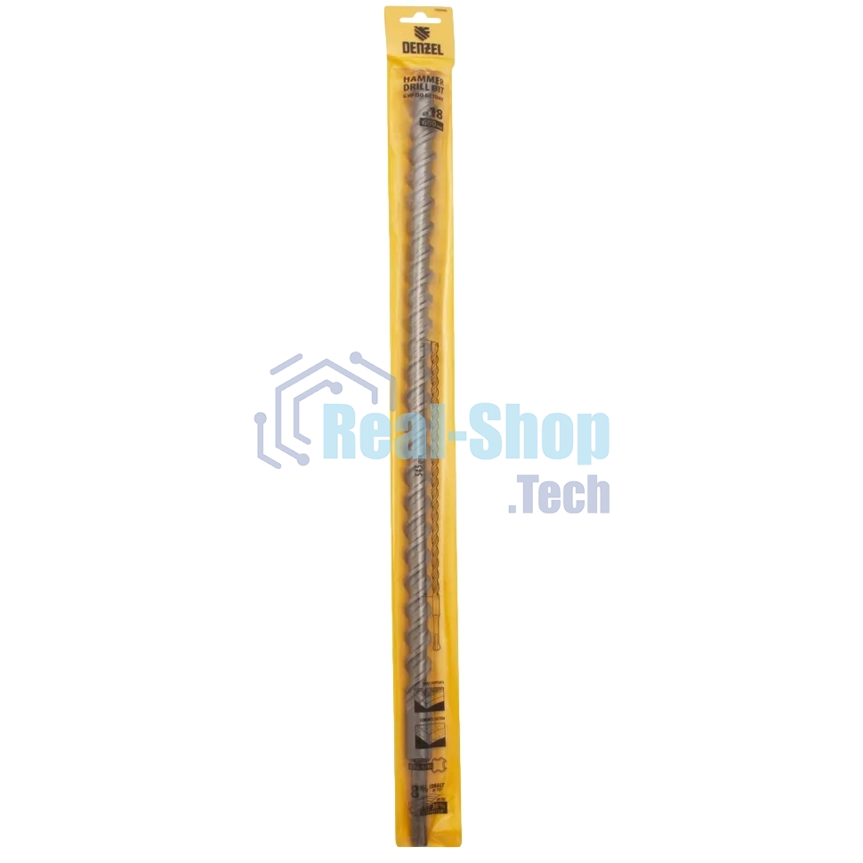 Бур по бетону Denzel двойная спираль, Cobalt W-tip, 18x600 мм, SDS PLUS
