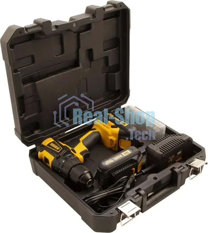 Дрель-шуруповерт аккумуляторная Denzel BLDL-IB-18-02, 18В, 2 АКБ, Кейс